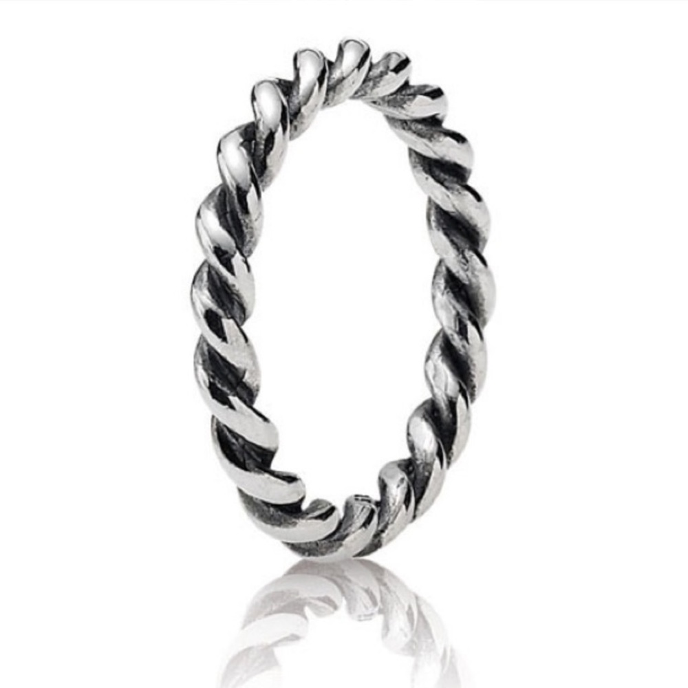 Pandora sterling silver twist stackable ring. Retired design.